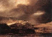 REMBRANDT Harmenszoon van Rijn Stormy Landscape wsty oil painting on canvas